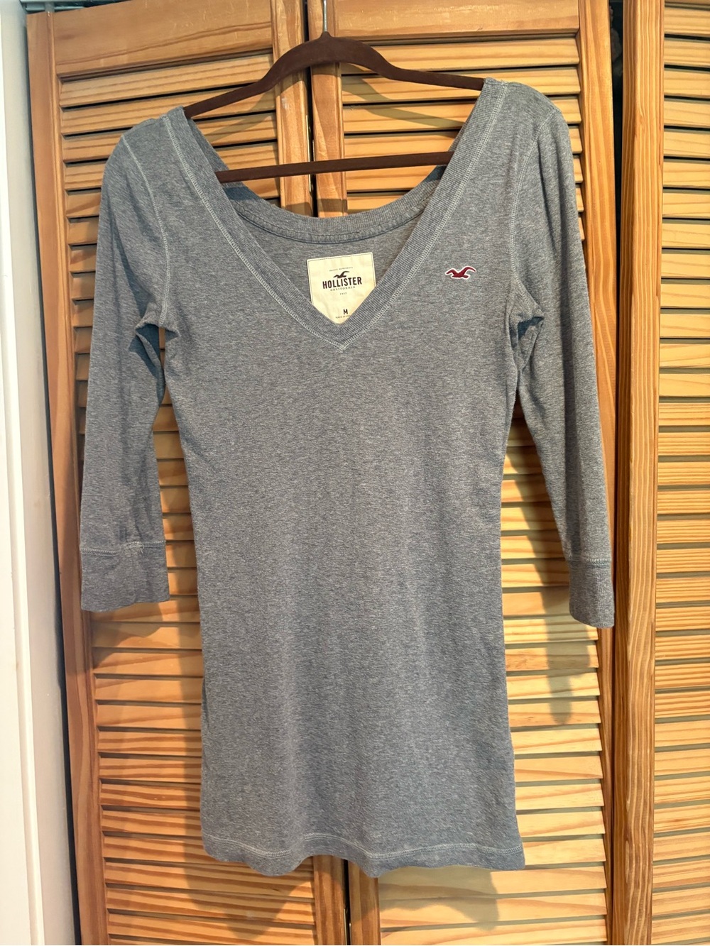 Y2K Hollister Grey V-Neck Long Sleeve Tunic Bella Swan Elena Gilbert 2000s